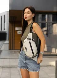 Сумка через плече жіноча бананка Sambag Flex сіра 30 × 17 × 10 см (85351030) - мініатюра 5