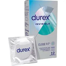 Уцінка. Презервативи латексні з силіконовою змазкою Durex Invisible, ультратонкі, 12 шт. (5052197049619) 