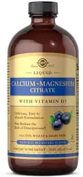 Вітаміни та мінерали Solgar Calcium Magnesium Citrate with Vitamin D3 Liquid, 473 мл - Чорниця