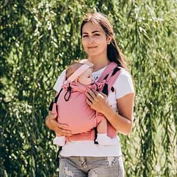 Эрго рюкзак из льна с рождения до 18 месяцев Adapt Coolbabka Розовый