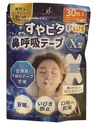 Пластир Х-подібної форми на рот від хропіння японського виробництва Suyapita Посилена фіксація 30 шт + кліпса для носа від хропіння 2 шт (1234-02)