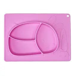 Силиконовая тарелка-коврик "Зайчик" MGZ-0119(Pink) 19х27 см