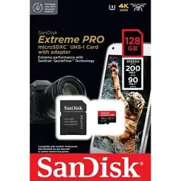 Карта пам`ятi SanDisk MicroSDXC 128GB UHS-I U3 R200/W90MB/s Extreme Pro V30 + SD-адаптер (SDSQXCD-128G-GN6MA)