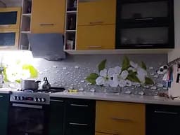 Вініловий кухонний фартух Happy Pocket Квіти яблуні Краплі води наклейка для кухні ПВХ Текстури Сірий Z181861 - мініатюра 10