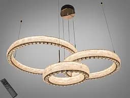 Сучасна підвісна LED-люстра Diasha 662/800+600+400GD золото, 3 кільця, 195W, 140 см, 20-35m2