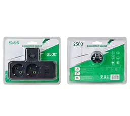 Розетка двойник с заземлением Voltronic F-302 Black, 2 розетки+3USB (1А), 2500W, 10A, 220V - мініатюра 4