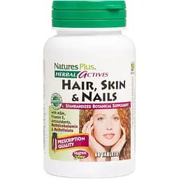 Вітаміни та мінерали Natures Plus Herbal Actives Hair Skin and Nails, 60 таблеток
