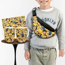 Набор: детская сумка-бананка+кружка Миньоны 32х15см,бананка для мальчика через плечо на подарок (00936)