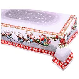 Скатертина Lefard Home Textile гобеленова новорічна з люрексом 180х140 см сіро-червона (716-002)