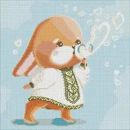 Алмазная мозаика Ideyka Зайка в вышиванке на подрамнике 40х40 см (AMO7582)