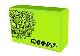 Блок для йоги EasyFit EVA с рисунком салатовый (EF-1819-G)