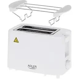 Електричний тостер Adler AD 3223 білий 900 Вт, 2 відділення, регулювання підсмаження, решітка для булочок - мініатюра 2