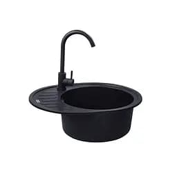 Кухонна мийка гранітна Kroner KRP Komposit SCH-6250 CV027413, Чорний - мініатюра 5