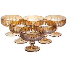 Набор креманок на ножке 6 штук из толстого стекла янтарный HP-19-249 прозрачная креманка для десертов мороженого и фруктовых салатов.