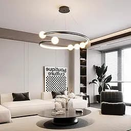 Чорна LED люстра з акриловими кульками у 2-х розмірах | Line F | Арт. 901BK LED