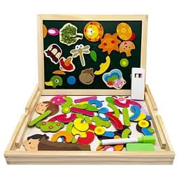 Деревянная игрушка Магнитная дощечка 2 в 1 MD 0815B, двусторонняя, пенал, мел