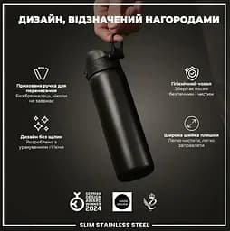 Пляшка для води ION8 металева 600 мл Stainless Steel Black (I8SS600BLK) - мініатюра 4