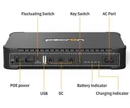 ИБП для роутера Pecron D77, 36W 76.96Wh, Output: USB 5V 2.6A Max, 9V 2A Max/12V 2A Max /5V2.6AMax/15V or 24V POE, 199.6*144.6*34.6mm, 700g, Black, BOX - мініатюра 2