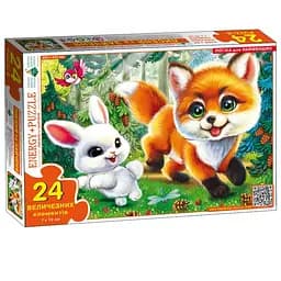 Детский пазл "Лисенок и Зайчик" Энергия Плюс 88342, 24 больших элемента