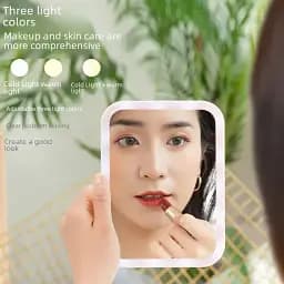 Дзеркало для макіяжу Salon Professional з LED підсвічуванням Настільне Сенсорна вбудована кнопка 3 рівня яскравості рожеве - мініатюра 4