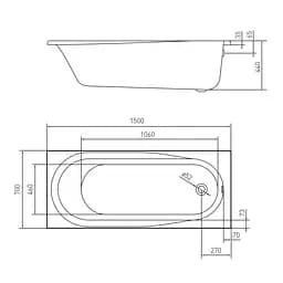 Ванна акрилова Volle Aiva 150x70 TS-1576844 - мініатюра 2