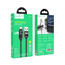 Кабель Hoco U137 5A Line Charging Data Cable with Display Type-C Чорний - мініатюра 2