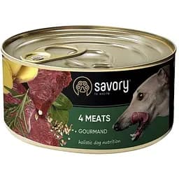Влажный корм для взрослых собак всех пород Savory Dog Gourmand 4 мяса 200 г