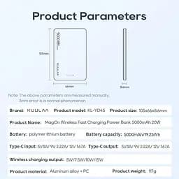 Повербанк MagSafe Kuulaa з бездротовою зарядкою для iPhone 5000 mAh 20W Dark Green - мініатюра 9