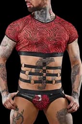 Топ с короткими рукавами Regnes Fetish Planet XXL (черный с красным)