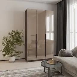 Шафа 3-дверна MebelStar Оскар Gloss BL-B, додаткова штанга 120x52x220 см Дуб рістрето/Латте (MBS-5188)