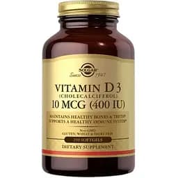 Вітаміни та мінерали Solgar Vitamin D3 10 mcg, 250 капсул