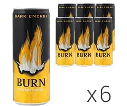Burn Dark energy, Упаковка 6 шт. х 250 мл, Бьорн Дарк Енерджі, Напій енергетичний, безалкогольний, ж/б