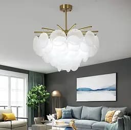 Латунный светильник с уникальными стеклянными пластинами d 60 или 80 см. Line.F Диаметр 60см