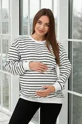 Світшот у смужку для вагітних і мам-годувальниць Rimini 2XL-3XL (50-52) Lullababe Білий з чорним - мініатюра 4