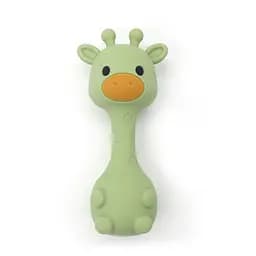 Силіконовий гризунець-брязкальце Cheeks «Жираф» 2 в 1 оливковий — перший м’який друг вашого малюка