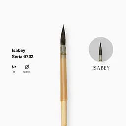 Пензель білка кругла натуральна Isabey, №8, перо, коротка ручка - мініатюра 2