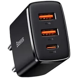 Сетевое зарядное устройство Baseus Compact Quick Charger 2U+C 30W Black (CCXJ-E01) [73372]