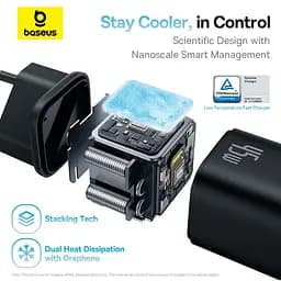 Адаптер мережевий Baseus Picogo Gan Fast Charger |1Type-C, 45W/3A, PD/QC| - мініатюра 3