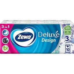 Хусточки носові  Zewa Deluxe Design тришарові 10 п x 10 шт.