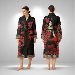 Кімоно жіноче з плюшевого велюру Queen of Roses 29460 XL