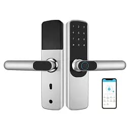 Замок біометричний автономний Trinix TRL-5204BTF Silver з Bluetooth, зчитувачем відбитків пальців і карт Mifare (65-00065)