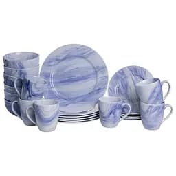 Столовий сервіз порцеляновий на 24 предмети на 6 персон Біло-Синій MD-24-3B Yiwu MD-24-3B