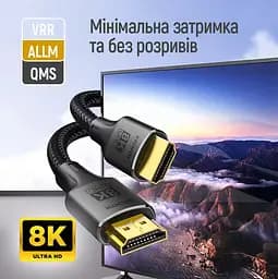Кабель HDMI Colorway CB-HD088BK UHD v2.1 8K 48Gbit HDR Ethernet ARC 2 м - мініатюра 8
