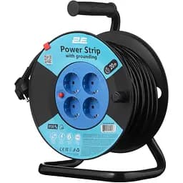 2E Мережевий подовжувач 4XSchuko на котушці, ІР20, 3G*1.5мм, 20м, чорний