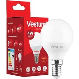 Светодиодная лампа Vestum G45 4W 3000K 220V E14 1-VS-1208