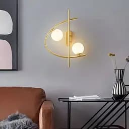 Золоте ліве бра на 2 білих плафона Line F Арт. YG 8014-2W L GD (ліва сторона) 