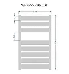 Рушникосушка водяна Heizung Париж WP 8/55 920х550 мм 540 Вт Чорний 30412 - мініатюра 2