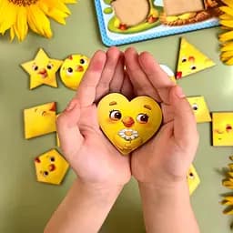 Дерев'яний пазл-вкладиш Курчата геометричні фігури Ubumblebees 1х31х23 см det0009902 - мініатюра 3