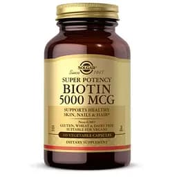 Вітаміни та мінерали Solgar Biotin 5000 mcg, 100 вегакапсул