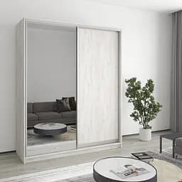 Шкаф-купе двухдверный MebelStar Комбо AL ДСП/Зеркало 170x45x210 см Аляска серый (MBS-2744)